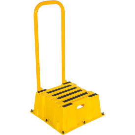 Vestil 1 Step Polyethylene Nestable Stool with Handrails 25"L x 25"W x 50"H Yellow 