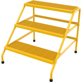 Vestil Manufacturing SSA-3W-KD-Y Aluminum Yellow Wide Step Stand - 3 Step - SSA-3W-KD-Y image.