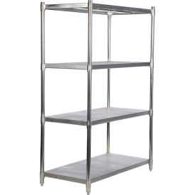 Vestil 4 Shelf Stainless Steel Shelving 48"W x 24"D x 74"H Starter 18 GA Brushed Silver 