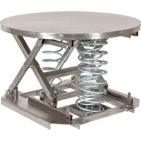 Stainless Steel Solid Manual Carousel Top Spring Scissor Table, 4500 Lb. Cap., Silver view 2