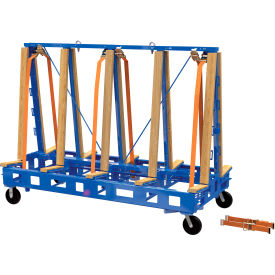 Vestil Manufacturing STR-M-9764-4-CK1 Vestil Steel/Wood Slab Transport Rack w/ Casters, 97" x 64", 4000 Lb. Capacity, Blue image.