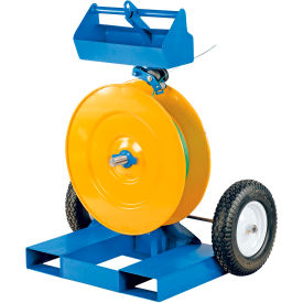 Vestil Manufacturing STRAP-FP Strapping Cart w/ Fork Pockets, 26-7/16"L x 38"W x 48-15/16"H, Blue & Yellow image.
