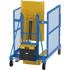 Steel Universal AC Powered Trash Can Dumper, 60"H, 115V AC, Steel, Blue/Yellow view 2