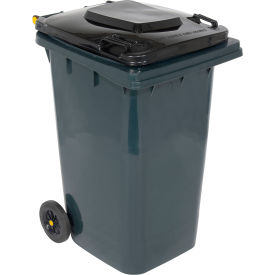 High Density Polyethylene Trash Can, 64 Gallon, Gray view 2