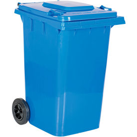 High Density Polyethylene Trash Can, 95 Gallon, Blue view 2