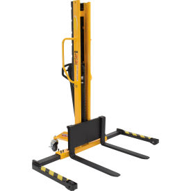 Steel Manual Stacker, Narrow Mast, Adjustable Forks & Legs, 62" Lift, 1000 lb Capacity view 2
