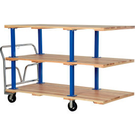 Hardwood Triple Deck Platform Cart, 6" Mold-On Rubber Wheels, 74" x 36", 1600 lb. Cap. view 2