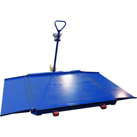Steel Portable Diamond Plate Scale, 98-1/2"L x 71"W, 3000 lb. Capacity, Steel, Blue view 2