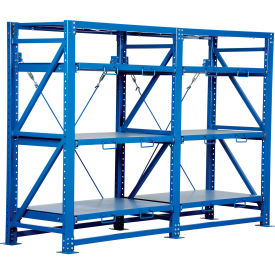 8 Shelf Heavy Duty Roll Out Shelving Steel Deck Starter 120"W x 32"D x 80"H Blue view 2