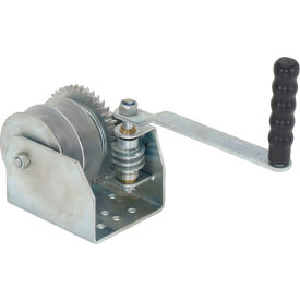 Steel Double Wall Mounted Hand Winch, 1500 Lb. Capacity, Silver view 2