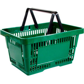 Versacart Systems, Inc. 201-22L PH JDG 12 Versacart® Dark Green Plastic Shopping Basket 22 Liter with Black Plastic Handle - Pkg Qty 12 image.