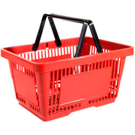 Versacart Systems, Inc. 201-22L PH RED 12 Versacart® Red Plastic Shopping Basket 22 Liter with Black Plastic Handle - Pkg Qty 12 image.