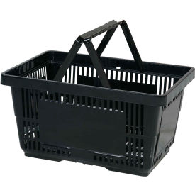 Versacart Systems, Inc. 206-28L-NH-BLK-12 VersaCart® Plastic Shopping Basket 28 Liter with Nylon Handle 206-28L - Black image.