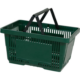 Versacart Systems, Inc. 206-28L-NH-DGN-12 VersaCart® Plastic Shopping Basket 28 Liter with Nylon Handle 206-28L - Drk Green image.
