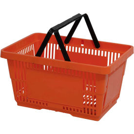 Versacart Systems, Inc. 206-28L-NH-ORG-12 VersaCart® Plastic Shopping Basket 28 Liter with Nylon Handle 206-28L - Orange image.