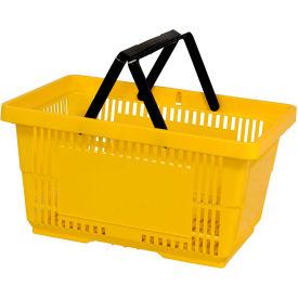Versacart Systems, Inc. 206-28L-NH-YEL-12 VersaCart® Plastic Shopping Basket 28 Liter with Nylon Handle 206-28L - Yellow image.