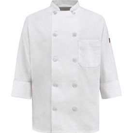 Vf Imagewear Inc 0401WHRGM Chef Designs Womens 10 Button-Front Chef Coat, Pearl Buttons, White, Polyester/Cotton, M image.
