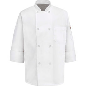 Vf Imagewear Inc 0413WHRGM Chef Designs 8 Button-Front Chef Coat, Thermometer Pocket, Pearl Buttons, White, Poly/Cotton, M image.
