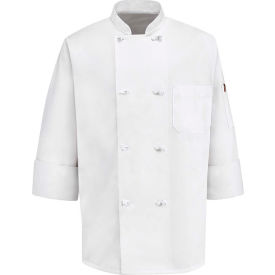 Vf Imagewear Inc 0414WHRG3XL Chef Designs 8 Button-Front Chef Coat, Thermometer Pocket, Cloth Buttons, White, Poly/Cotton, 3XL image.
