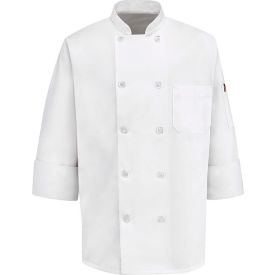 Vf Imagewear Inc 0415WHRG3XL Chef Designs Mens 10 Button-Front Chef Coat, Pearl Buttons, White, Polyester/Cotton, 3XL image.