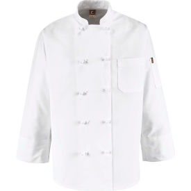 Vf Imagewear Inc 0421WHRGXL Chef Designs 10 Button-Front Chef Coat, Knot Buttons, White, Polyester, XL image.
