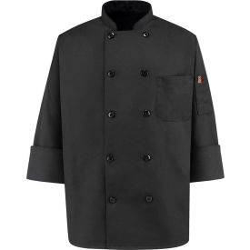 Vf Imagewear Inc 0425BKRG3XL Chef Designs 10 Button-Front Chef Coat, Pearl Buttons, Black, Spun Polyester, 3XL image.