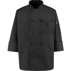 Vf Imagewear Inc 0425BKRGXL Chef Designs 10 Button-Front Chef Coat, Pearl Buttons, Black, Spun Polyester, XL image.