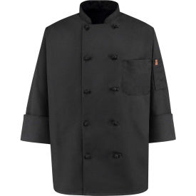 Vf Imagewear Inc 0427BKRG3XL Chef Designs 10 Button-Front Chef Coat, Knot Buttons, Black, Spun Polyester, 3XL image.