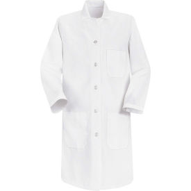 Red Kap Women's Button Closure Lab Coat, White, Poly/Cotton, 4XL