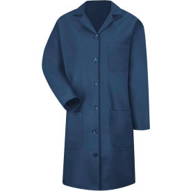Red Kap Women's Button Front Lab Coat, Navy, Poly/Combed Cotton, L