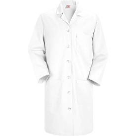 Red Kap Women's Button Front Lab Coat, White, Poly/Combed Cotton, L