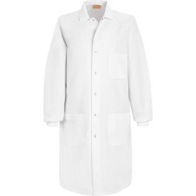 Vf Imagewear Inc KP70WHRG3XL Red Kap® Unisex Specialized Cuffed Lab Coat W/Outside Pocket, White, Poly/Combed Cotton, 3XL image.