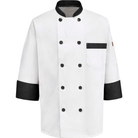 Vf Imagewear Inc KT74BTRG3XL Chef Designs Garnish Chef Coat, White W/Black Trim, Polyester/Cotton, 3XL image.