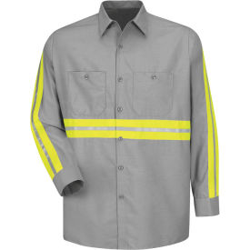 Vf Imagewear Inc SP14EGRGXXL Red Kap® Enhanced Visibility Industrial Long Sleeve Work Shirt, Gray, Poly/Cotton, Regular 2XL image.