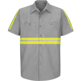 Vf Imagewear Inc SP24EGSSL Red Kap® Enhanced Visibility Industrial Short Sleeve Work Shirt, Gray, Poly/Cotton, Regular L image.