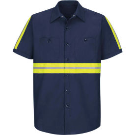 Vf Imagewear Inc SP24ENSS3XL Red Kap® Enhanced Visibility Industrial Short Sleeve Work Shirt, Navy, Poly/Cotton, Regular 3XL image.