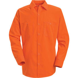 Vf Imagewear Inc SS14ORLNL Red Kap® Enhanced Visibility Long Sleeve Work Shirt, Fluorescent Orange, Tall, L image.