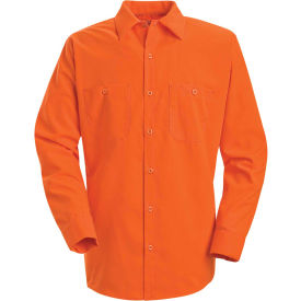 Vf Imagewear Inc SS14ORRGM Red Kap® Enhanced Visibility Long Sleeve Work Shirt, Fluorescent Orange, Regular, M image.