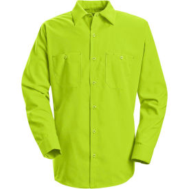 Vf Imagewear Inc SS14YELNXXL Red Kap® Enhanced Visibility Long Sleeve Work Shirt, Fluorescent Yellow/Green, Tall, 2XL image.