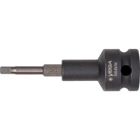 Hex 5mm, 1/2" Sq. Dr Socket Bit x 4-3/4", 1/4 Hex Shank, S2 Steel, Gunmetal Gray view 2