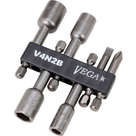 VEGA INDUSTRIES, INC V4N2B Vega 6pc Nutsetter and Power Bit Set, Gunmetal Grey, S2 Modified Steel image.
