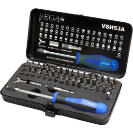 VEGA INDUSTRIES, INC VSH53A Vega 53pc Bit & Hand Driver Set, Gunmetal Grey, S2 Modified Steel image.