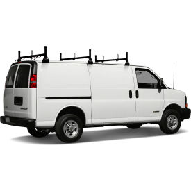 VANTECH USA INC H3023B Vantech H1 3 Bar Aluminum Ladder Rack System for Chevy Express 1996-On, Black image.