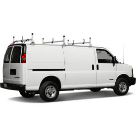 VANTECH USA INC H3053W Vantech H1 3 Bar Aluminum Ladder Rack System for GMC Savana 1996-On, White image.