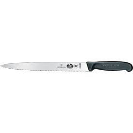 Victorinox Swiss Army Co 5.4433.25 Victorinox 10 Slicer Knife, Semi-flexible, Pointed, Serrated Blade, Black Fibrox Handle 40546 image.