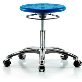 E COM INC CLR-IPDHSO-CR-CC-BLU Blue Ridge Ergonomics™ Cleanroom Stool with Casters - Desk Height - Blue image.