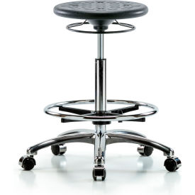E COM INC CLR-IPHBSO-CR-CF-CC-BLK Blue Ridge Ergonomics™ Cleanroom Stool with Casters and Footring - High Bench Height - Black image.