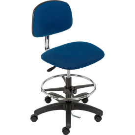 Global Industrial 695535BL Interion® ESD Stool - Fabric - Navy image.