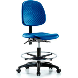 E COM INC PMBCH-MB-RG-T0-A0-CF-RC-BLU Blue Ridge Ergonomics™ Industrial Stool - With Chrome Foot Ring - Polyurethane - Blue image.