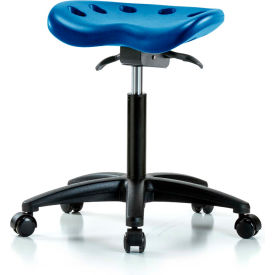 Global Industrial B2385442 Interion® Polyurethane Tractor Stool With Seat Tilt - Blue w/ Black Base image.